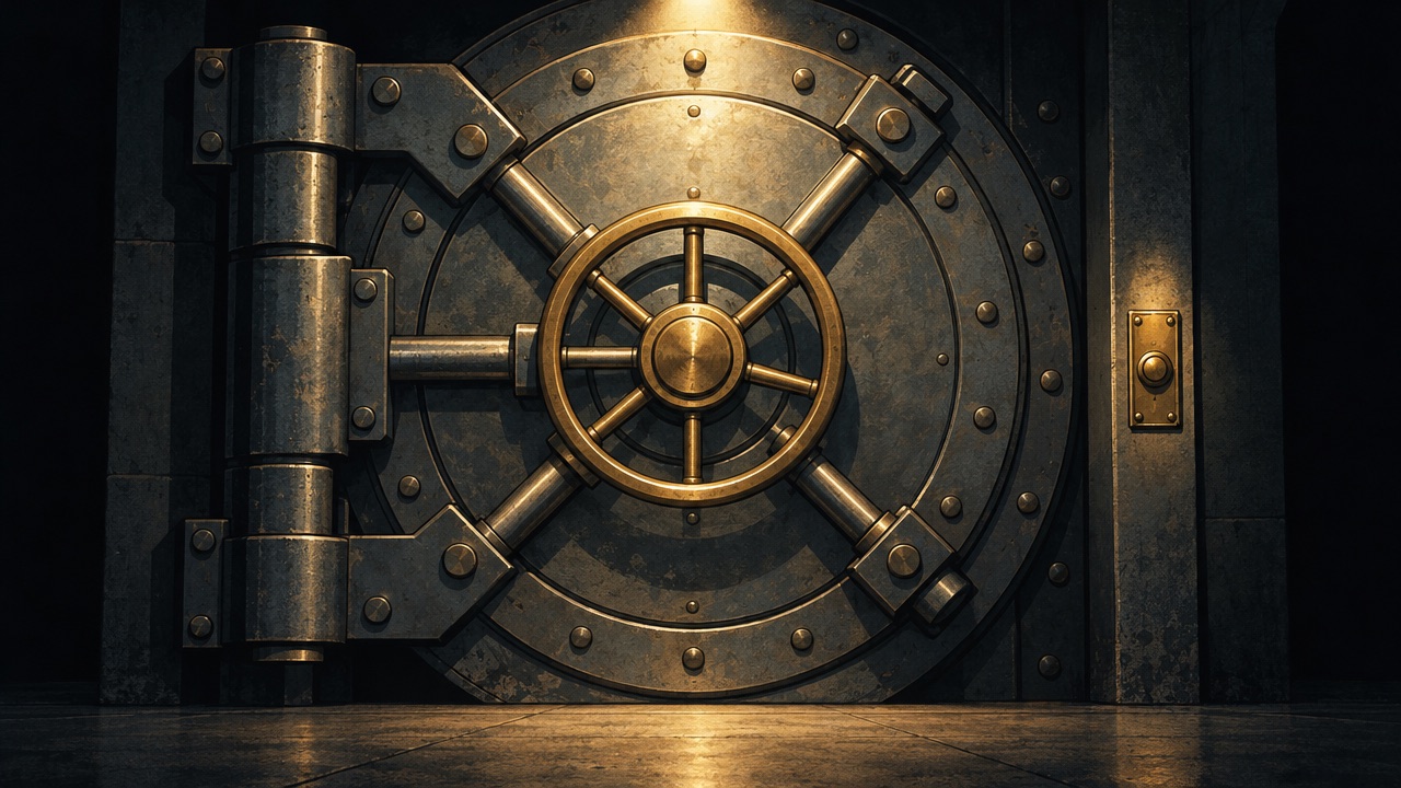 The vault door, closed